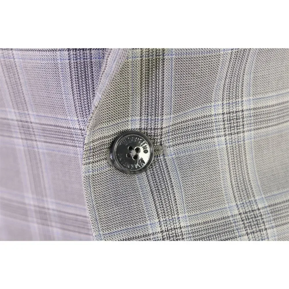 Valentino Current Gray Blue Windowpane Plaid Wool Silk 2Btn Sportcoat Blazer 42R